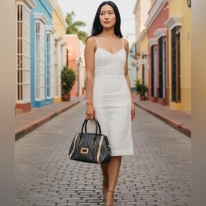 Guess Black and Tan Monogram Handbag